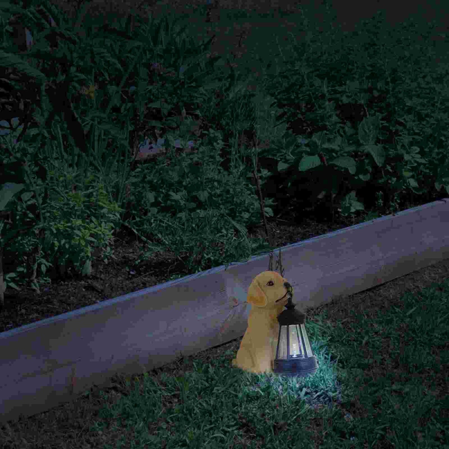 Solar Statue Dog Lantern Lights Decor Patio Retro Light Outdoor Table Lamp Decorative Garden Powered Lamps Pathway Up Dog Led
