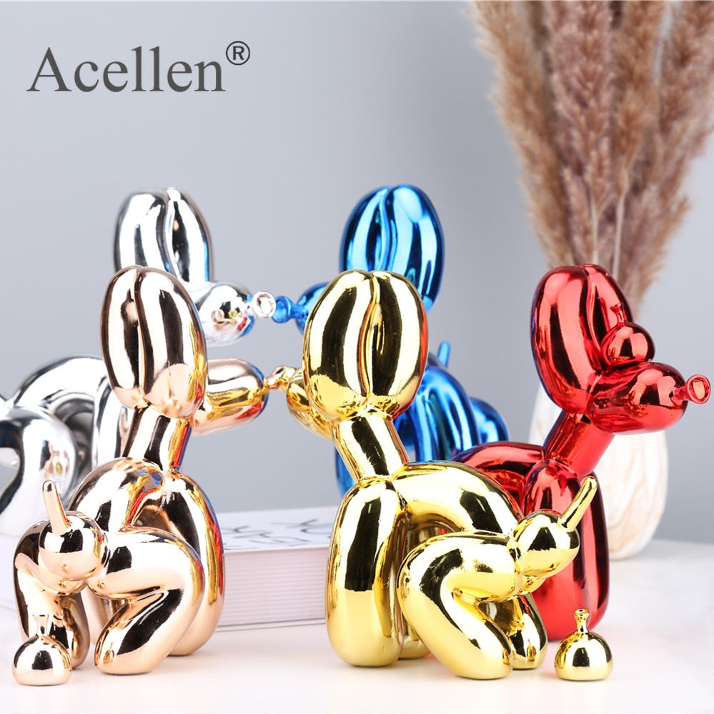 Dog lover Figurine Resin Cute Squat Poop Balloon Dog Shape Statue Art Sculpture Figurine Craftwork Tabletop Home Decor Accessories