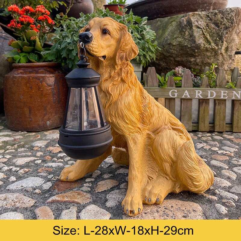 Solar Animal Dog Light  Waterproof Resin Dog Statue Led Night Lights For Pathway Yard Garden Wildlife Decoration