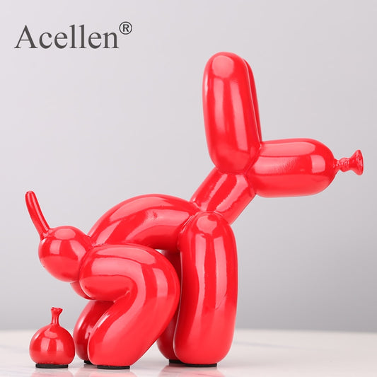 Dog lover Figurine Resin Cute Squat Poop Balloon Dog Shape Statue Art Sculpture Figurine Craftwork Tabletop Home Decor Accessories