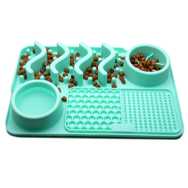 Cawayi Kennel Dog Cat Slow Food Bowl Pet Dog Feeding Bowl Silicone Dog Feeding Licking Mat Dog Healthy Slow Food Feeder Bowl Mat