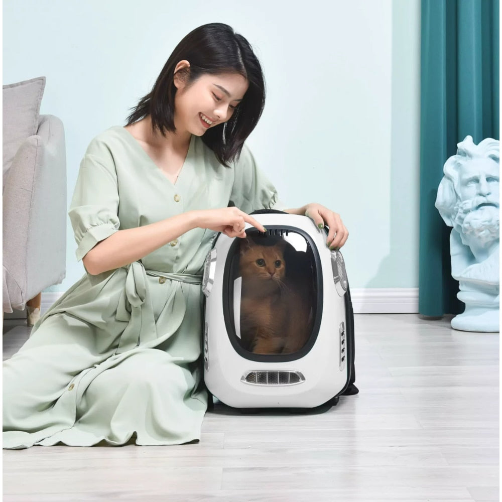 Smart Pet Backpack for Small Dogs and Puppies Up to17 Lbs, Intelligent Temperature Control, App- Enabled