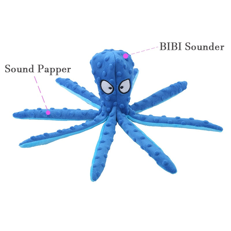 Dog Toy Squeaky Pet Plush Toy Voice Octopus Bite Resistant Interactive Pet Dog Teeth Cleaning Chew Toys Puzzle Pet Supplies