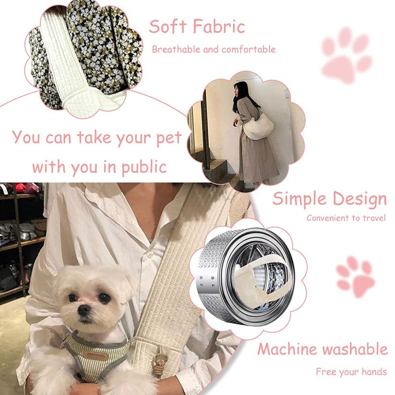 Benepaw Hand Free Small Dog Carrier Adjustable Strap Safe Cat Puppy Sling Comfortable Pet Carrying Bag For Outdoor Traveling
