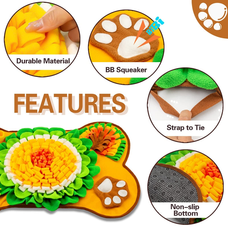 Benepaw Durable Dog Snuffle Mat Puppy Sniffing Puzzle Toys Interactive  Nonslip Pet Feeding Mat Portable Squeaky Slow Feeder