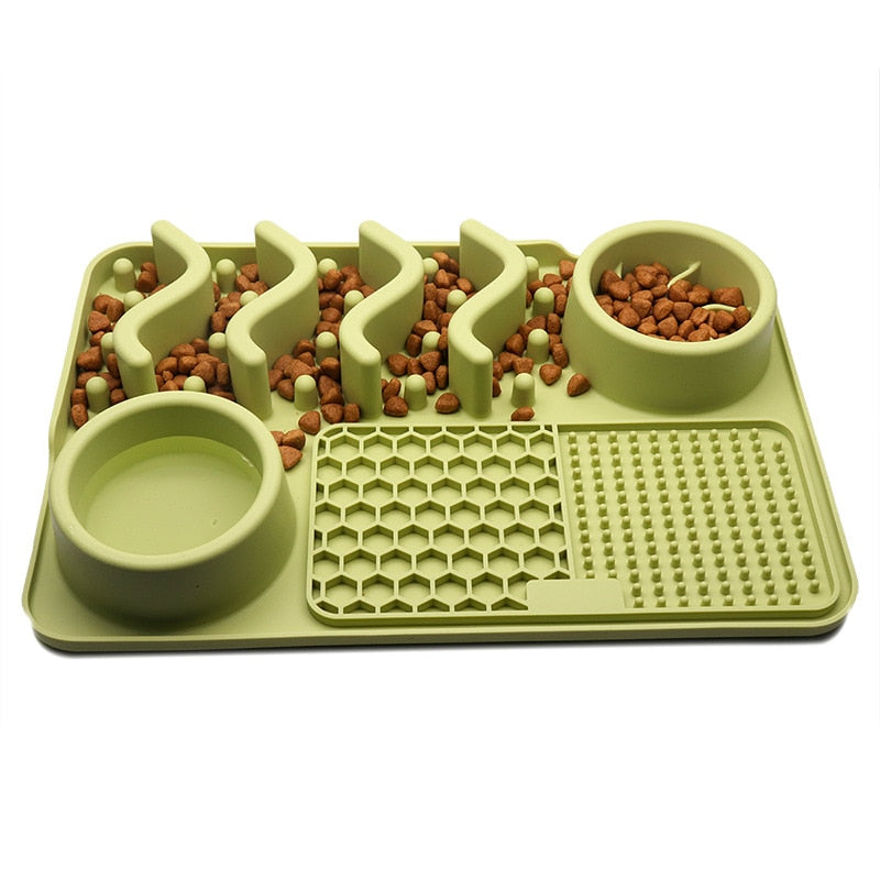 Cawayi Kennel Dog Cat Slow Food Bowl Pet Dog Feeding Bowl Silicone Dog Feeding Licking Mat Dog Healthy Slow Food Feeder Bowl Mat