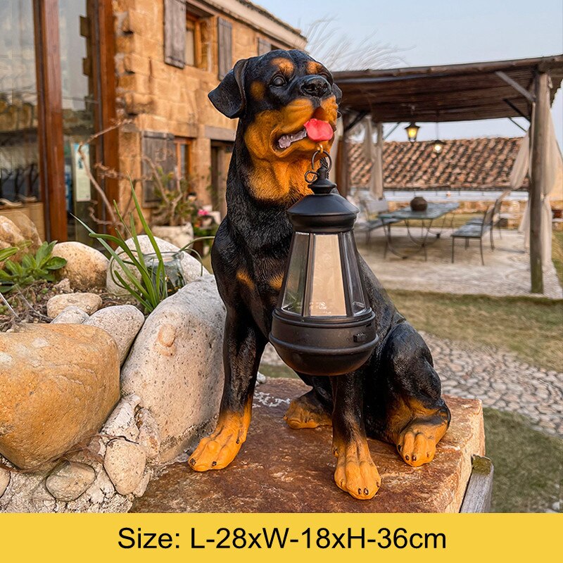 Solar Animal Dog Light  Waterproof Resin Dog Statue Led Night Lights For Pathway Yard Garden Wildlife Decoration