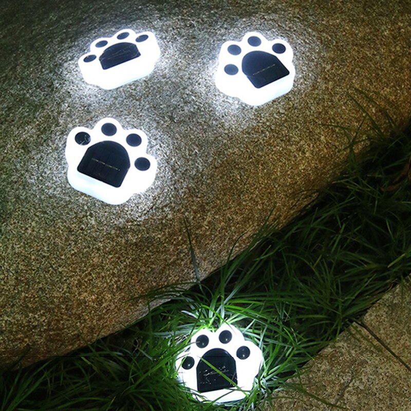 LED Solar Garden Light Outdoor Paw Prints. Waterproof Garden Lawn Lamp Decoration Dog Cat Animal Paw Print Lights Path String Paths Light