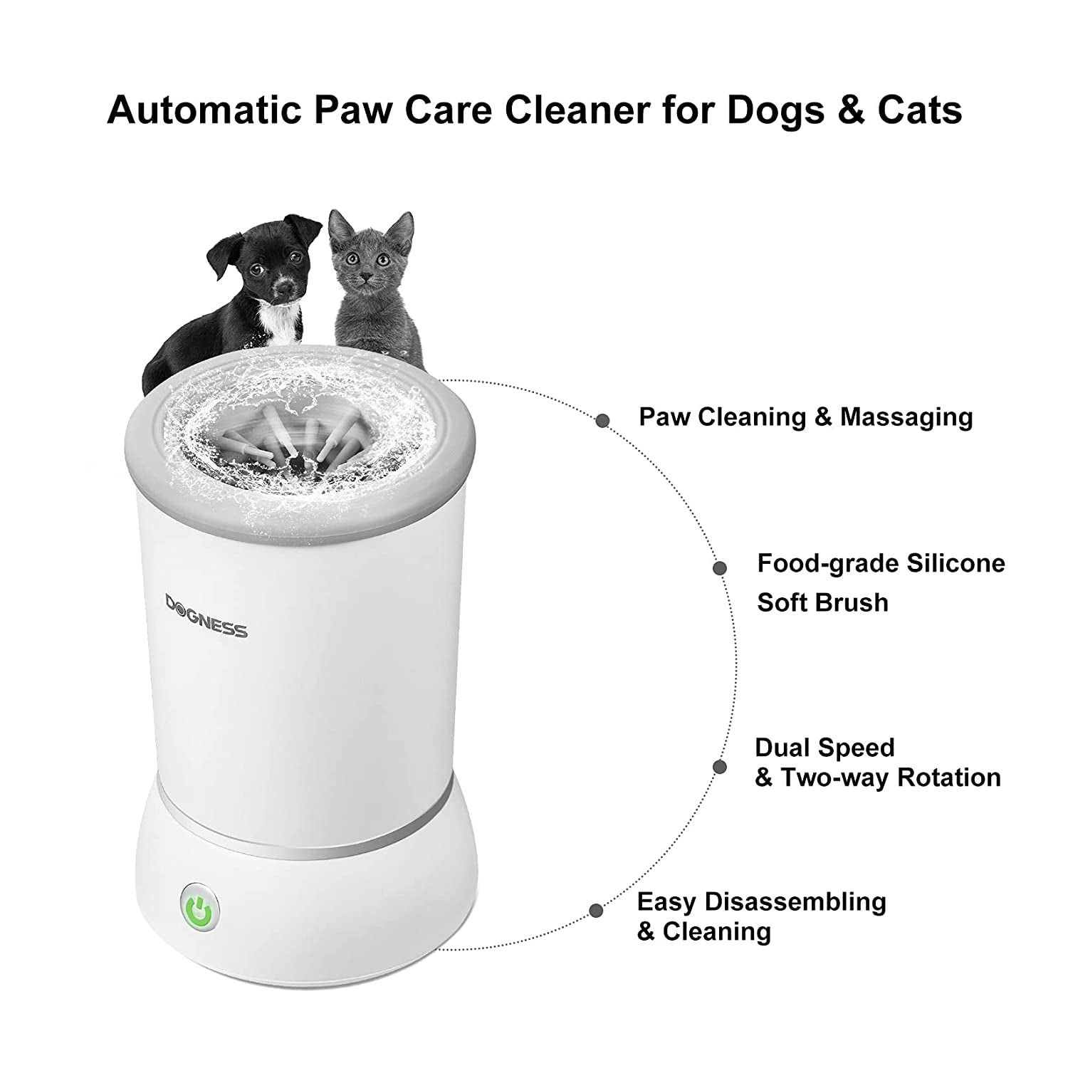 Automatic Dog Paw Cleaner, Dog Paw Washer for Small and Medium-Sized Dog, Paw Cleaner for Dogs and Cats (White)