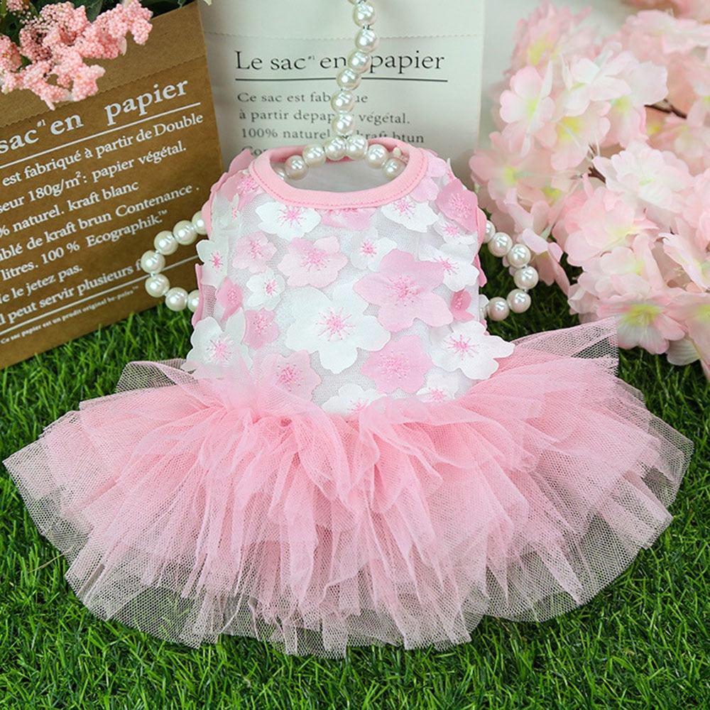 Lace Chiffon Dress for Small, Medium, or Large Dogs. Lovely Floral Dress Pet Party Birthday Costume Dog Wedding Dress Cute Dog Clothes in Summer