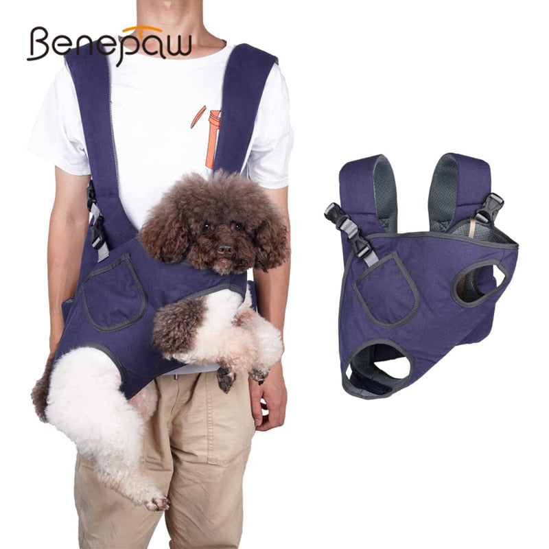 Benepaw Portable Dog Backpack Adjustable Shoulder Strap Breathable Pocket Jean Pet Sling Carrier For Small Medium Dogs Cats